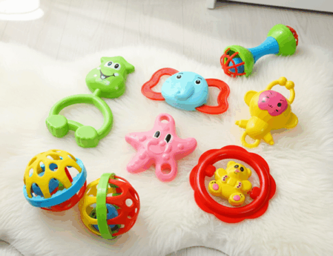 5 Pcs Rattle + Ball + Dumbbell